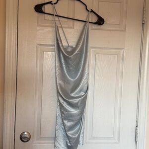 Lucy in the Sky Blue Satin Cowl Neck Mini Dress XS/S